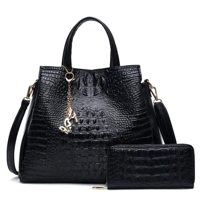 Classic Pattern Women's One shoulder Diagonal Bag Simple Large capacity Handbag Black - Shop at LoveMi