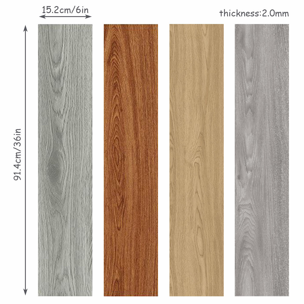 Teakwood Brown--36PCS 5 PVC Floor Tile Stickers, Removable Self Adhesive 2.0mm — image 6