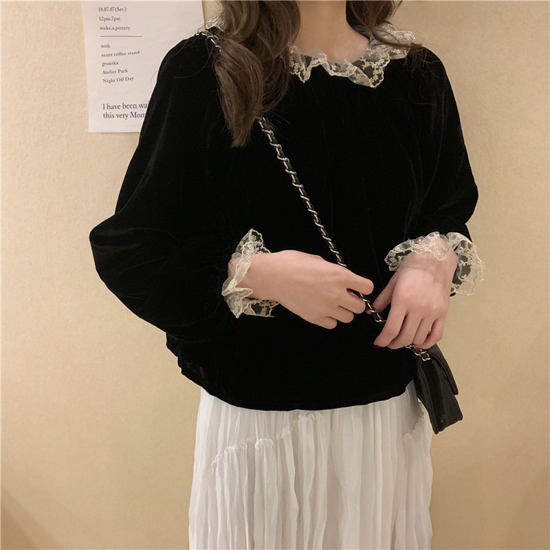 Design Sense Long-sleeved Top Sweet Lace Shirt