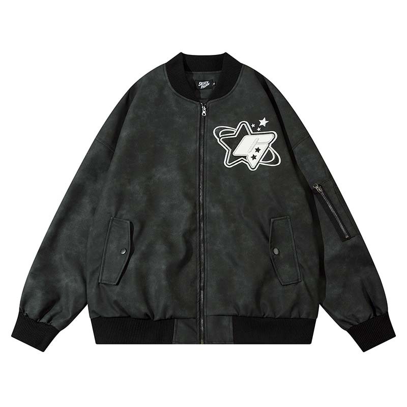 Title 2, Fashion Embroidery Letter Flight Jacket