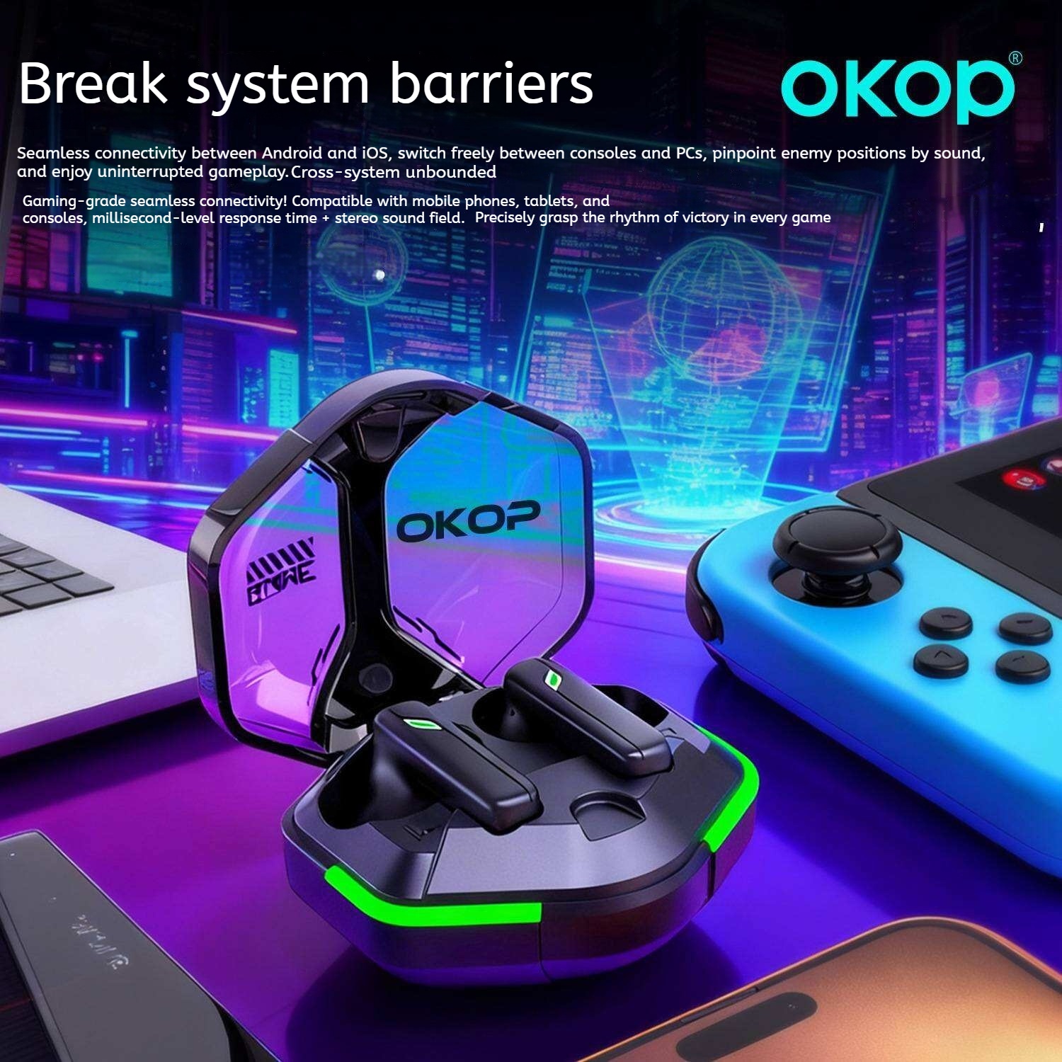 KP-223 Best-selling Bluetooth Headphones 2026 New Model Low Latency Gaming Headset With Mecha Style Design Long Battery Life Factory Direct In Stock 7