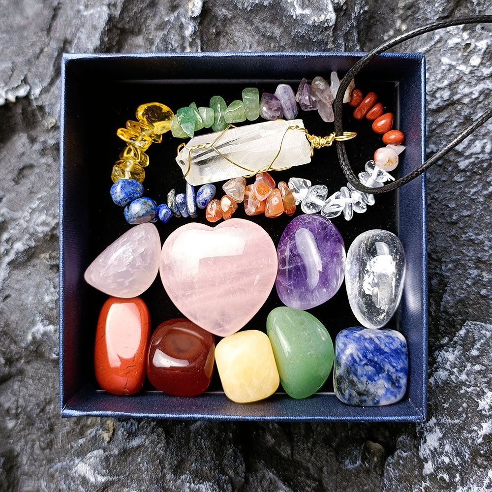 Colorful Irregular Natural Stone Set Gift Box — foto 3