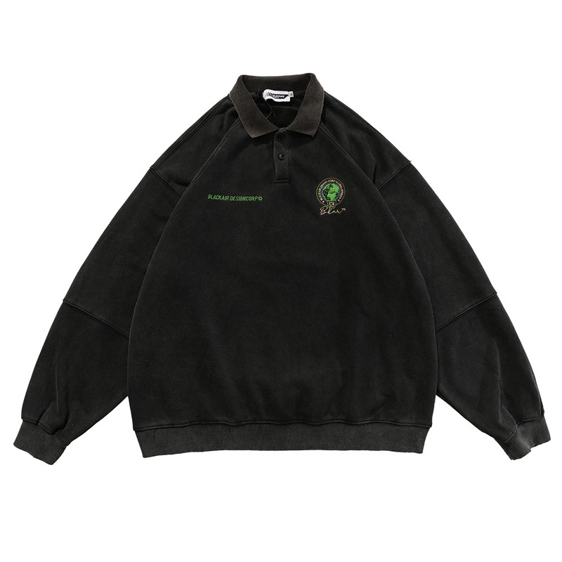Loose Casual Embroidered Lapel Sweater