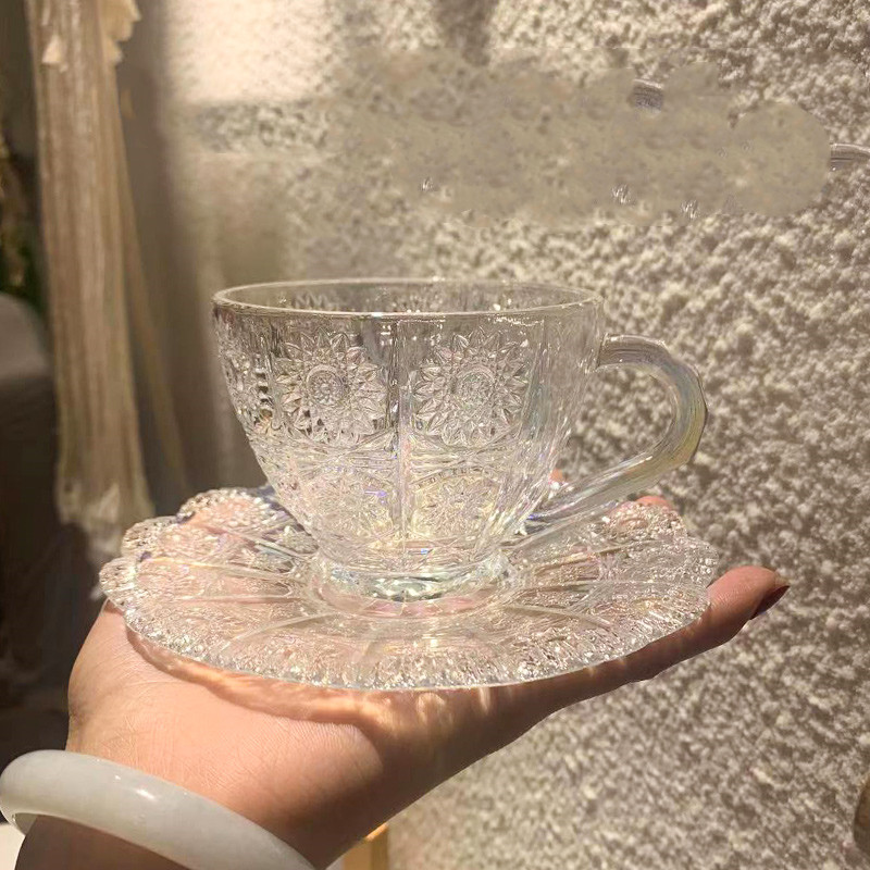 Coffee cup set sunflower latte (transparent)