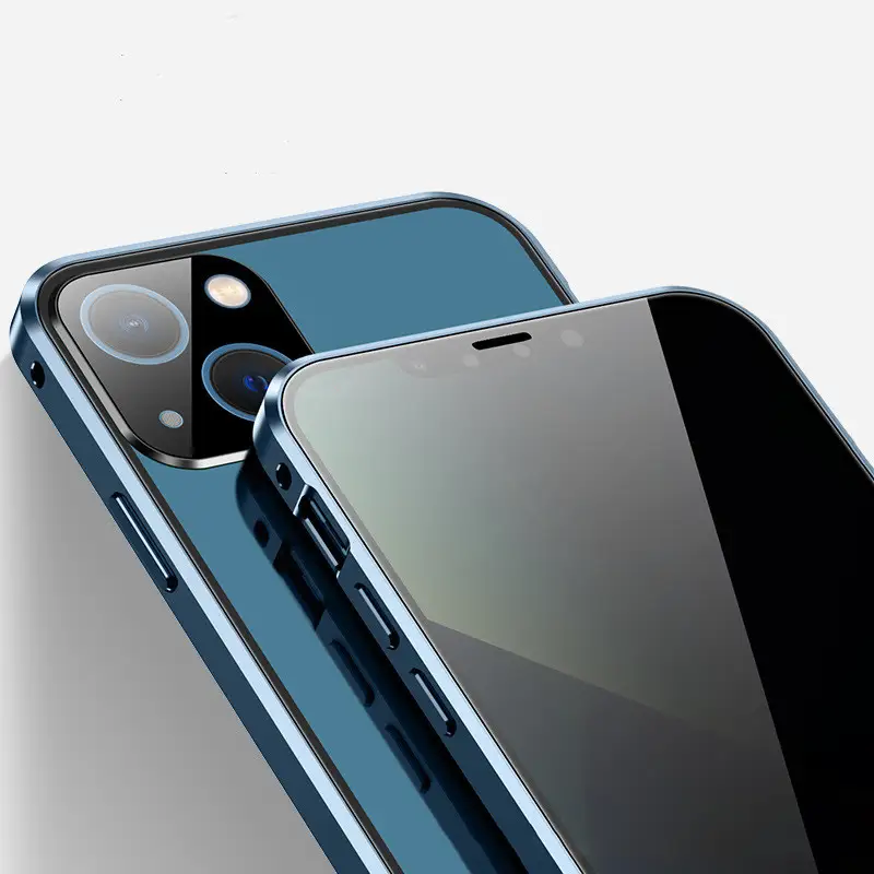 Double Sided Magnetic Anti Peeping Full Bag Shatterproof Glass Phone Case