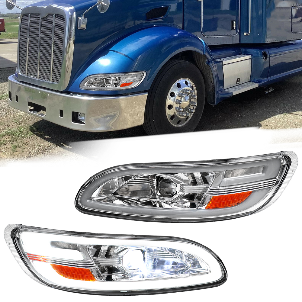 Chrome Headlights  Compatible With  2005-2016  Peterbilt  386 LED — foto 6