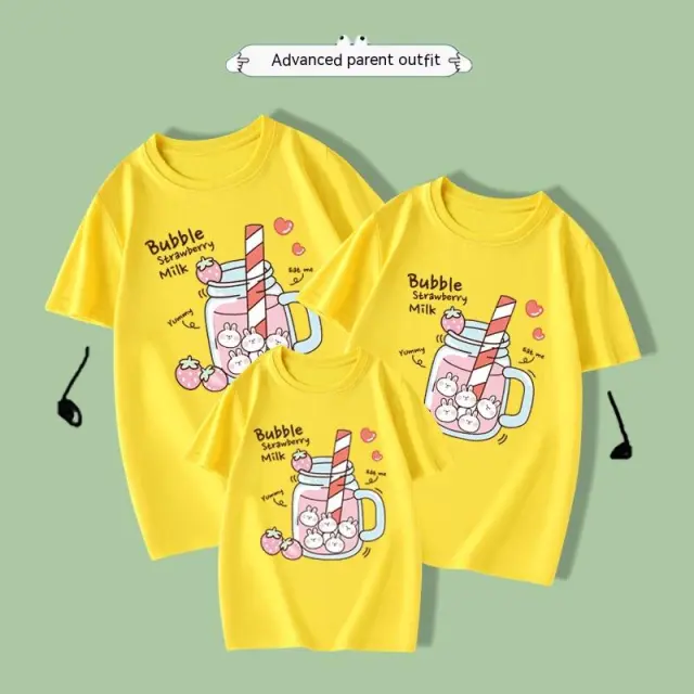 Cute Strawberry Girl T shirt Short Sleeve Yellow - Shop at LoveMi