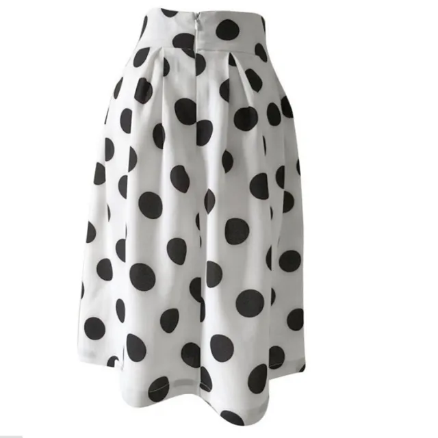 Ladies Fashion Polka Dot Slim Half Body Pleated Puff Skirt White - Shop at LoveMi
