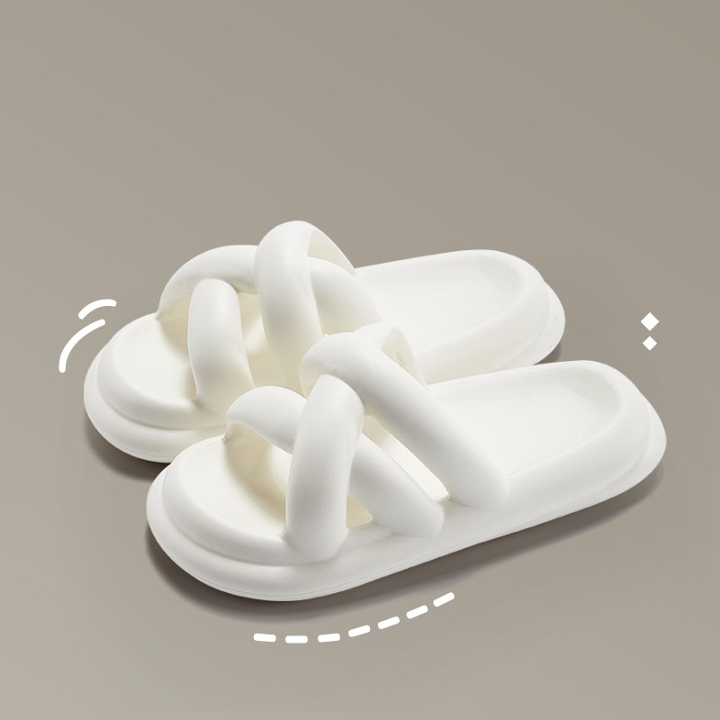 EVA Thick Sole Indoor Home Beach Sandals And Slippers White - Shop at LoveMi