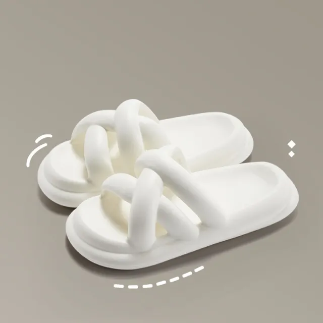 EVA Thick Sole Indoor Home Beach Sandals And Slippers White - Shop at LoveMi