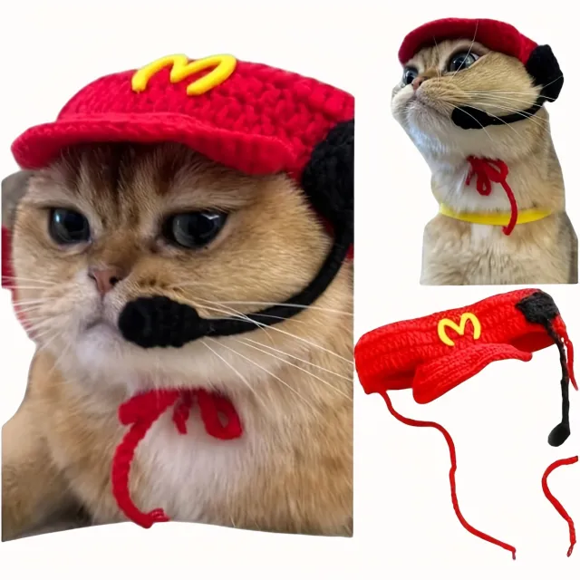 Handmade Cat Chef Hat Pet Birthday Accessories Cotton Knitted Sweater For Small To Medium Cats And Dogs Pet Supplies Cat Clothes - Shop at LoveMi
