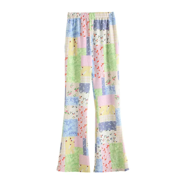 Women's High Waist Floral Casual Flared Trousers Color - Shop at LoveMi