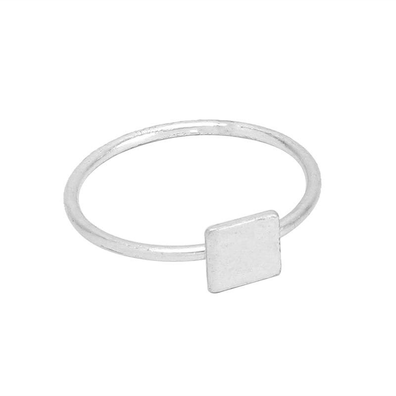 Geometric Square Round Ring Combination Set