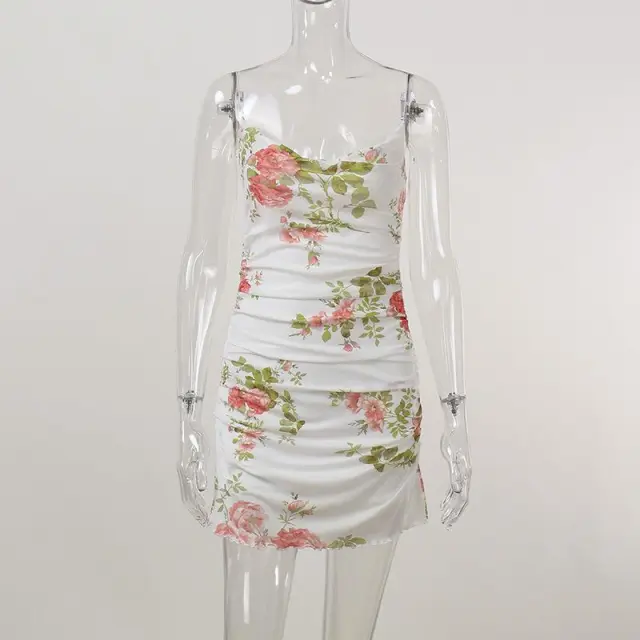 European Wind Sling Mesh Vintage Flower Dress White - Shop at LoveMi