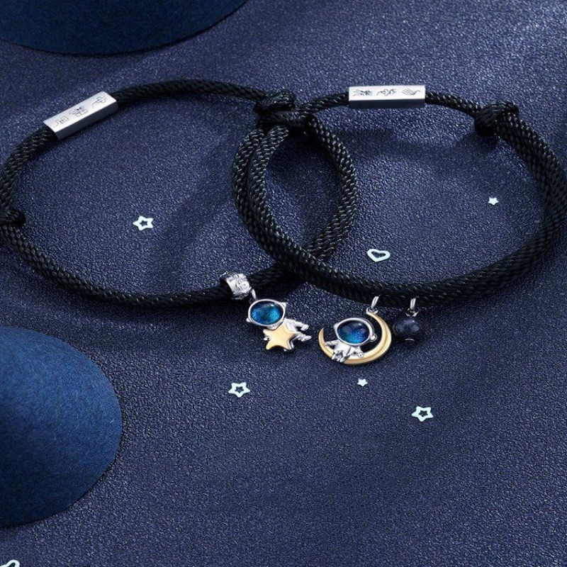 Male And Female Astronaut Couple Knitting Bracelet