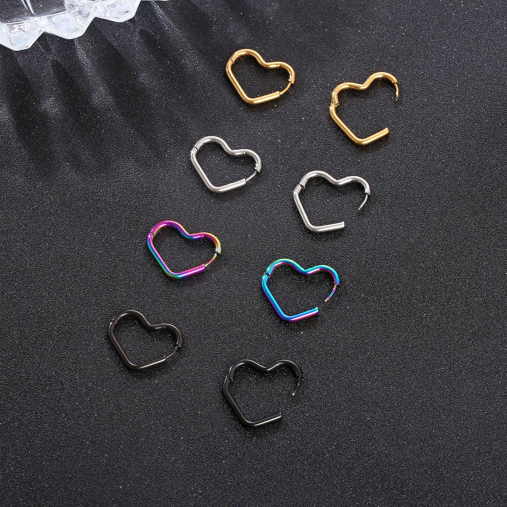 Title 2, Heart-shaped Stainless Steel Ear Clip Trendy Si...