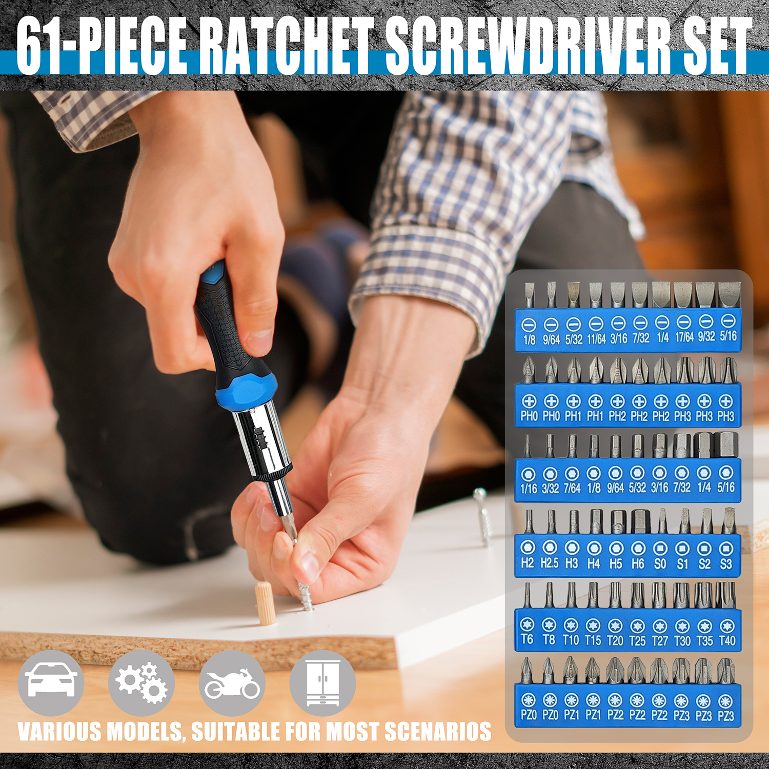 One Hundred-Piece Screwdriver Set, Home Repair Tool Kit, Automotive Repair Tools