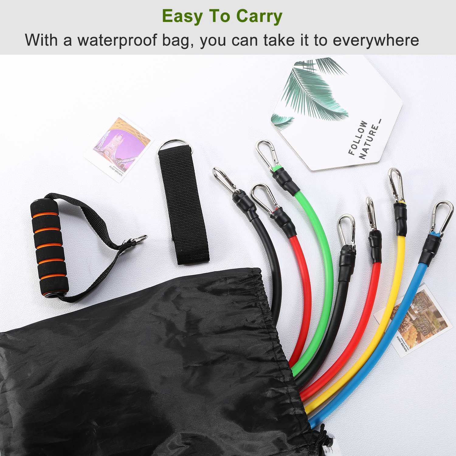 11Pcs Resistance Bands Set Fitness Workout Tubes Exercise Tube Bands Up To With Door Anchor Handles Ankle Straps For Physical Training Yoga Pilates