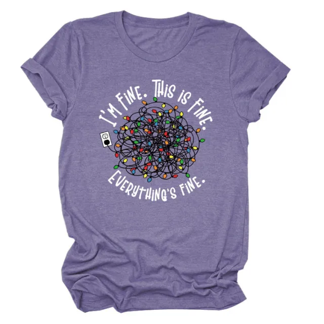 Pattern Printing Short sleeved T shirt Purple White Color - Shop at LoveMi