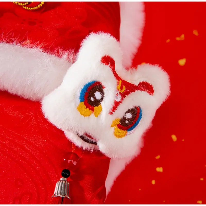 Autumn And Winter Dog, Lion Dance, Tassel, Button-up, Chinese Two-legged Tang Suit, Cat, Warm New Year Cotton-padded Clothes, Pet Dog Clothes