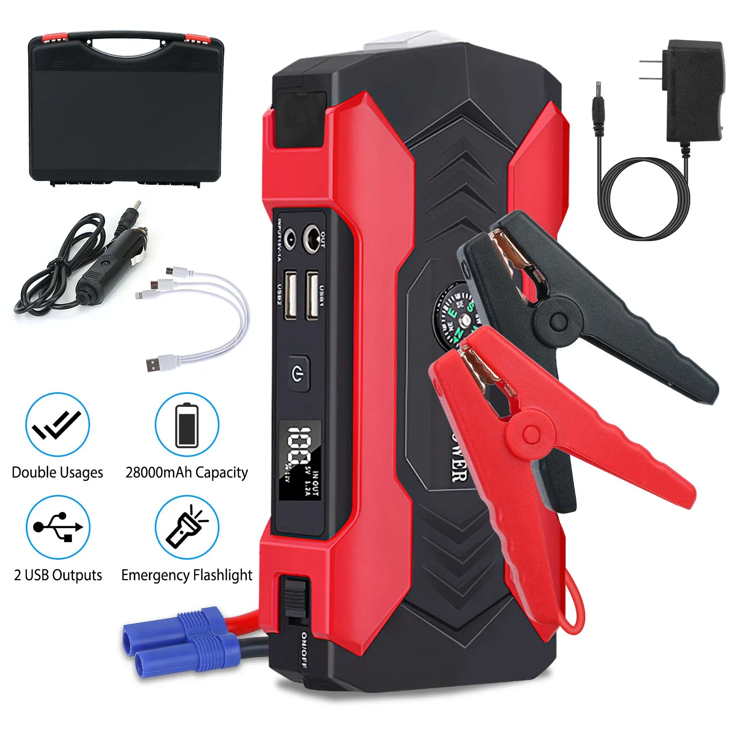 Car Jump Starter Booster 800A Peak 28000mAh
