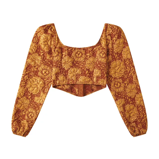 Embroidered Small Tank Top With Long Sleeved Buttons Red - Shop at LoveMi