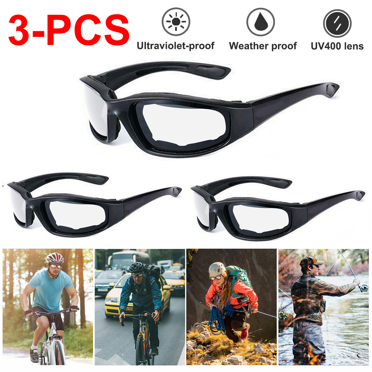 Cycling Sunglasses Chopper Outdoor Sports Glasses For Men Wrap Around UV400 Protection For Fishing Driving Glasses Windproof