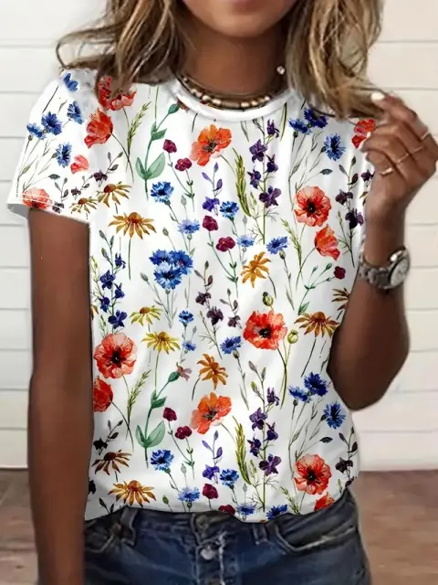 3D Printed Abstract Graffiti Short Sleeve Tshirt for Women