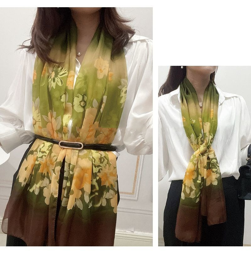 Spring And Autumn Print Chiffon Scarf Shawl