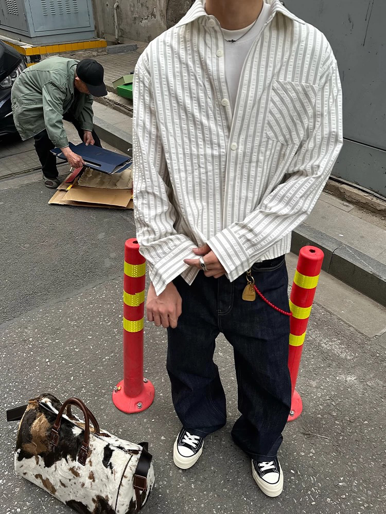 Men's Seersucker Striped Shirt
