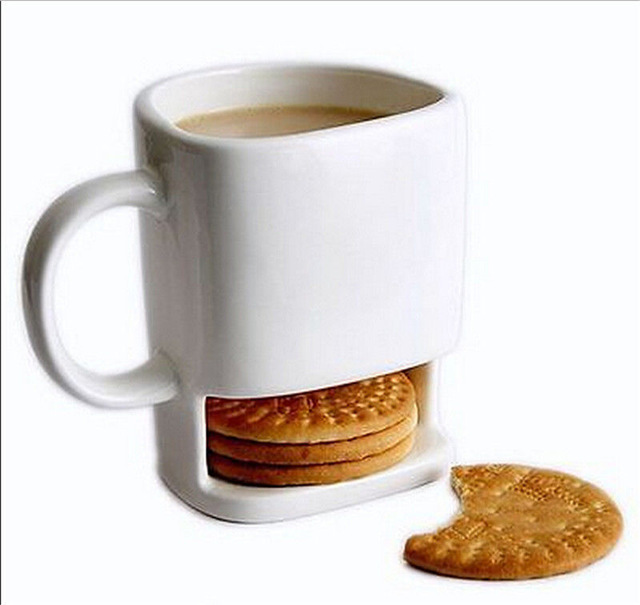 8 Oz Cookies Milk Coffee Mug Ceramic Dunk Cup With Biscu