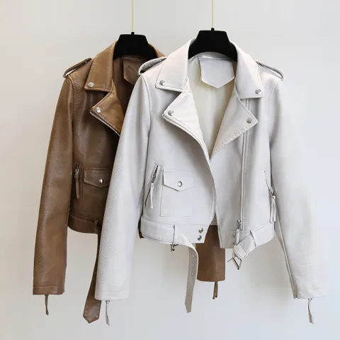 Women's Short Leather Jacket Spring and Autumn