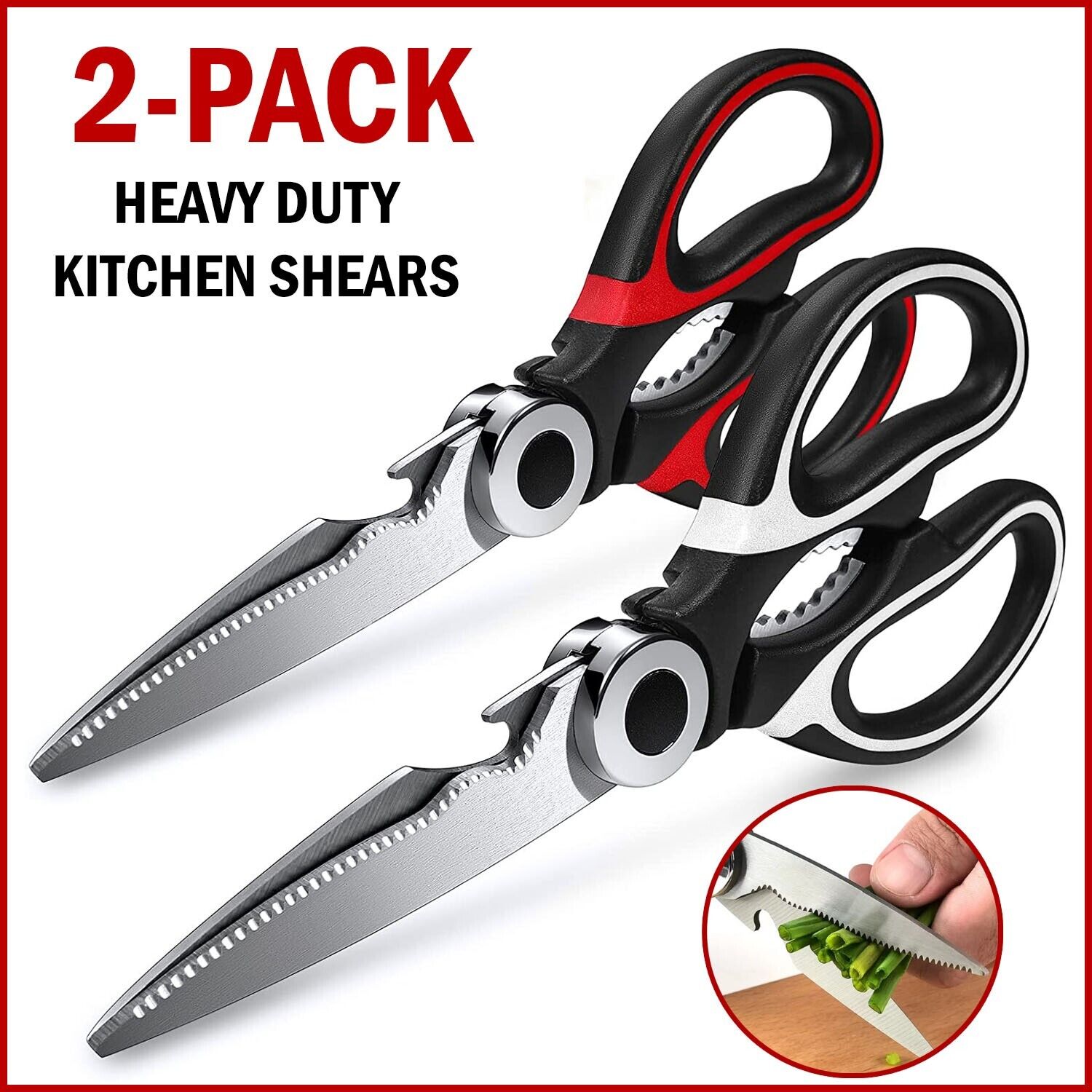 Heavy Duty Kitchen Shears for Cooking Meat. we ship only inside the US, USPS First Class Package 2 Day Handling , 2-5 Day Shipping. 2 PACK - Ultra Sharp Premium Heavy Duty Kitchen Shears- Ultimate Heavy Duty Scissors for Cutting Chicken, Poultry, Fish, Me