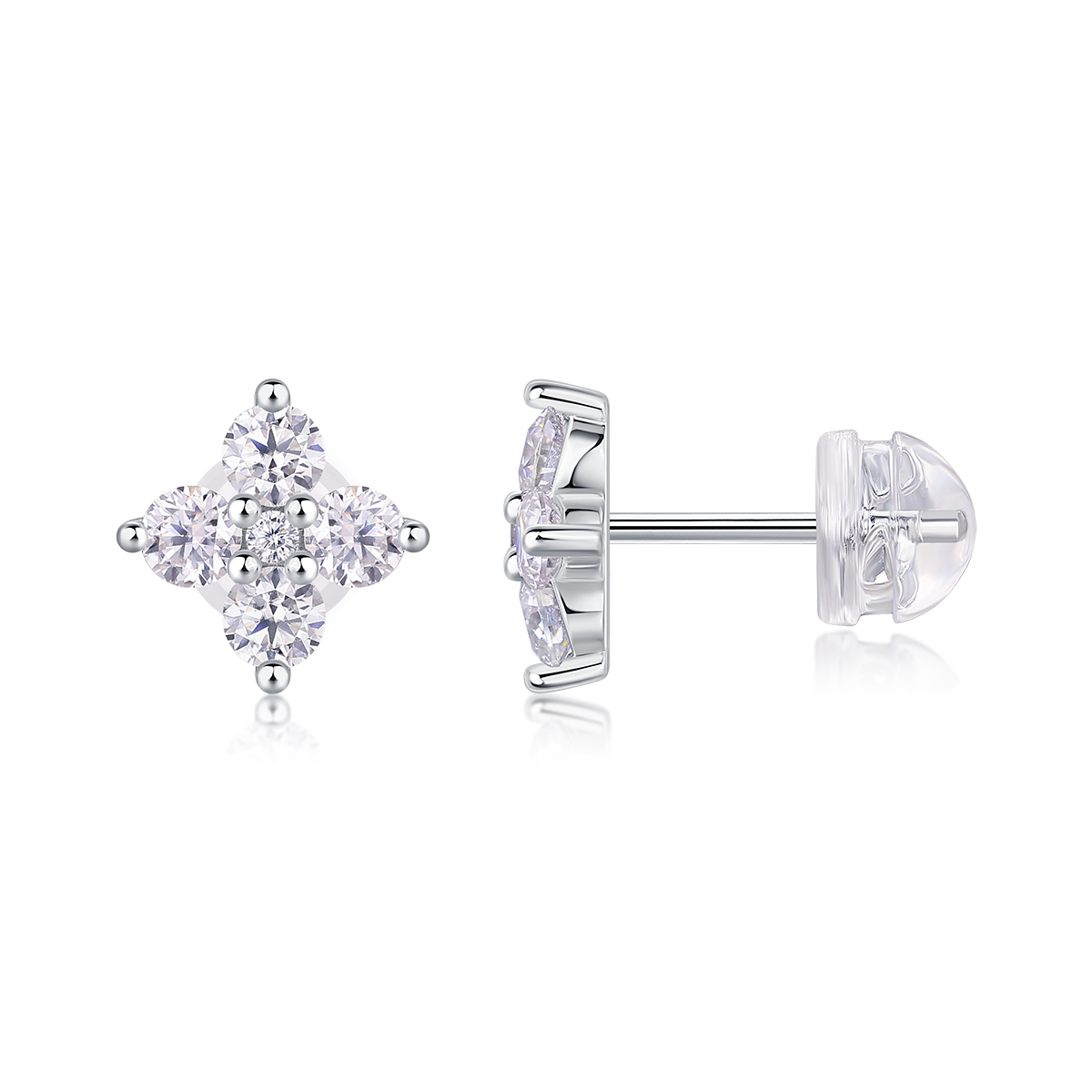 1Sweetheart French - Fashionable And Luxurious Diamond Jewelry Set With Moissanite S925 Sterling Silver And Platinum-plated Stud Earrings Prohibit TikTok sales - Jewelry & Watches