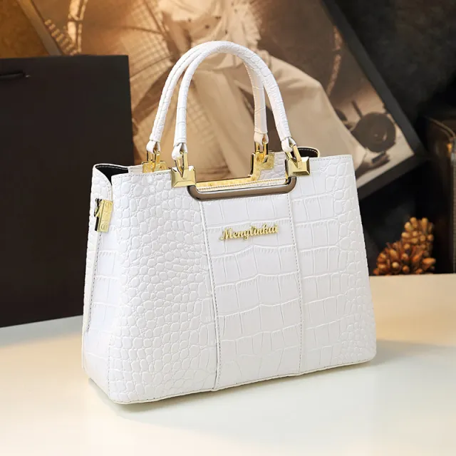 Fashion Print Atmospheric Light Luxury Handbag White - Shop at LoveMi