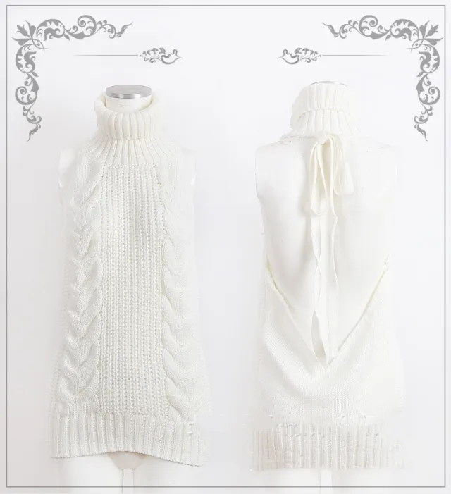 Japanese Knitted Sexy High Neck Dress White - Shop at LoveMi