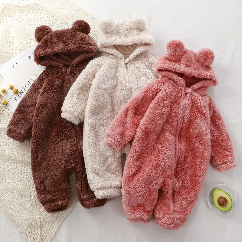 Baby One-piece Winter Newborn Warm Rompers Plush Outer Wear