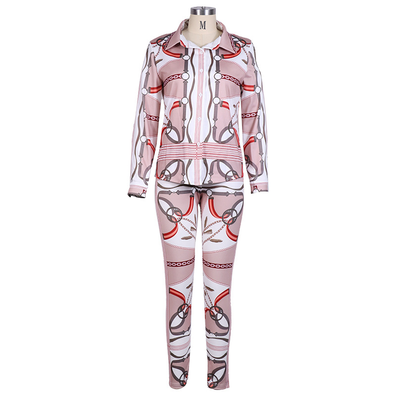 Title 7, Womens Printed Long Sleeve Two-piece Suit Effo...