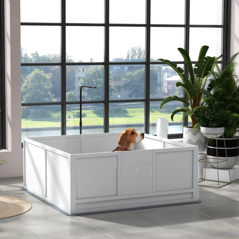 Box For Puppies With Pee Pad, Pig Rail, Adjustable Door For Small, Medium & Large Breed Dogs Birth