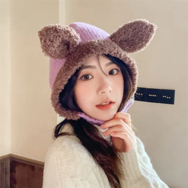 Neck Protection Integrated Head Covering Hat Purple - Shop at LoveMi