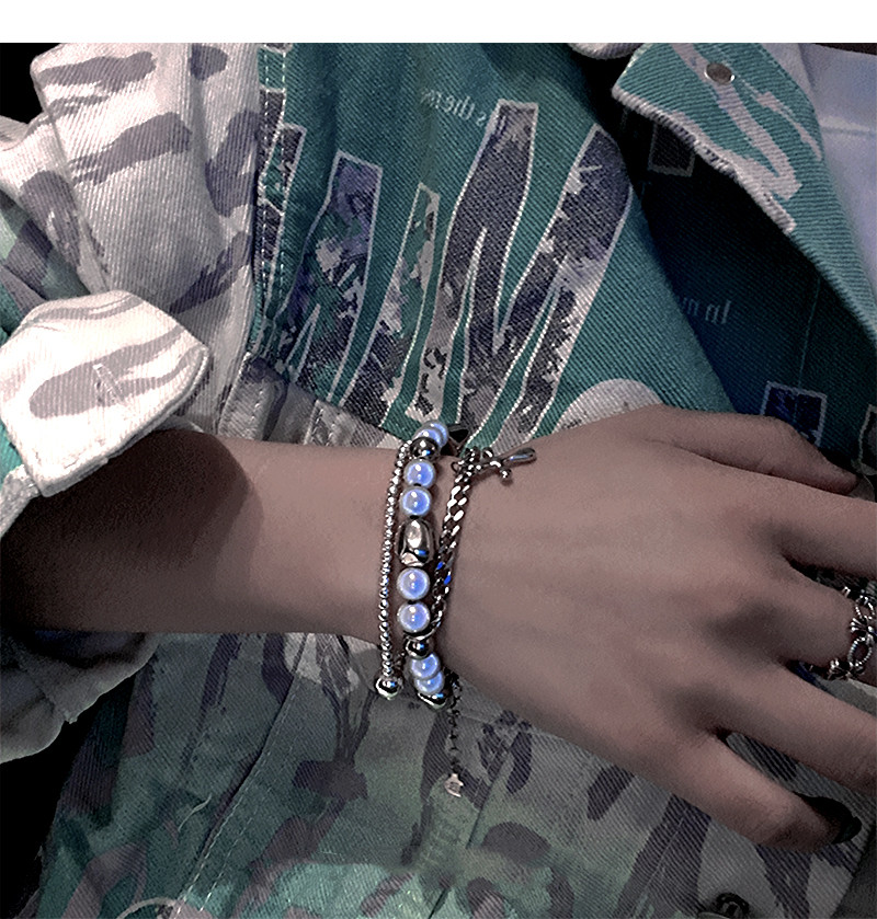 Title 6, Multi Panel Reflective Pearl Bracelet