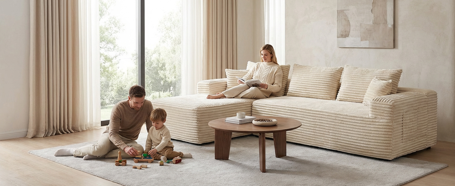 YM3116250005811& YM3116250006111 Combination Products Are Not Sold Sep-L Shape Modular Sectional Couch Spacious Comfortable 2 Seater Sofa With Pillows For Living Room Office No Assembly Required Beig