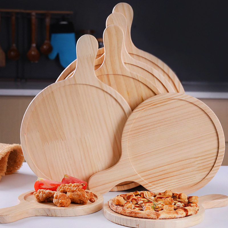 Title 2, Pine Round Pizza Pan With Handles