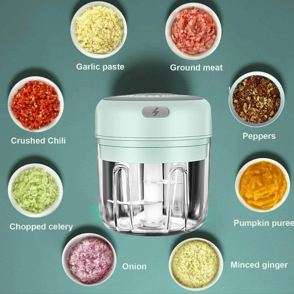 Electric 300ML Garlic Press Chopper Chili Onion Fruits Meat Mincer Blender Mixer — foto 5