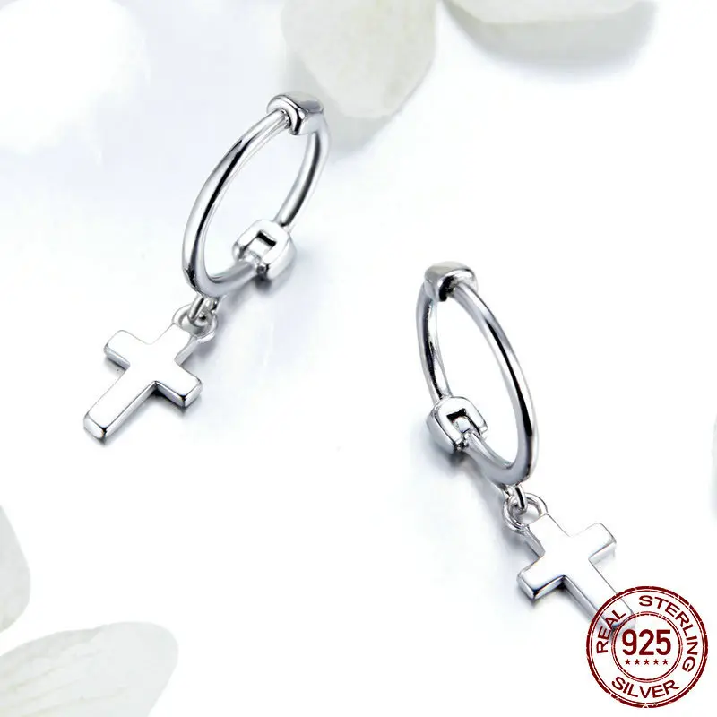 Cross Fashion 925 Sterling Silver Fashion Platinum-plated Earrings