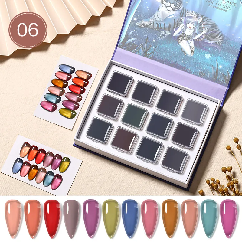 12Color Japanese Style Phototherapy Nail Solid Glue Dustproof - 6 Style