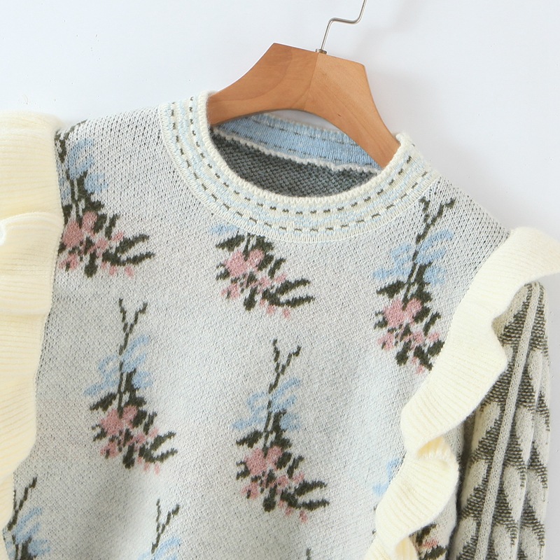 Title 5, Maglione pullover con cuciture a fiori con vola...