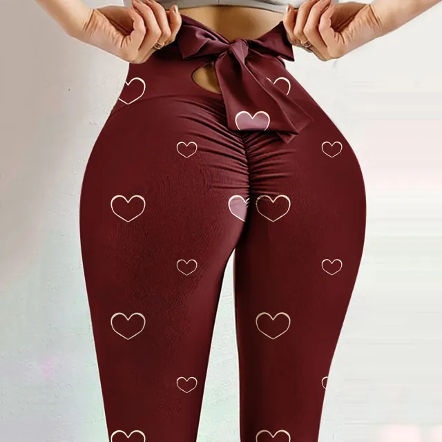 Printed Wrinkled Butterfly Peach Heart Print Wine Red - Shop at LoveMi