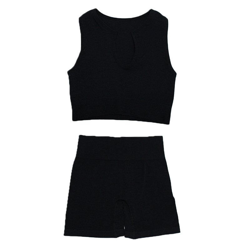 European And American Sports Fitness Tight Two-piece Sexy Beauty Back Bra Hip Shorts Yoga Suit