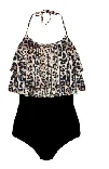 Ladies Fashion Cutout Lace-Up Halter Swimsuit - Photo Colour-Xl